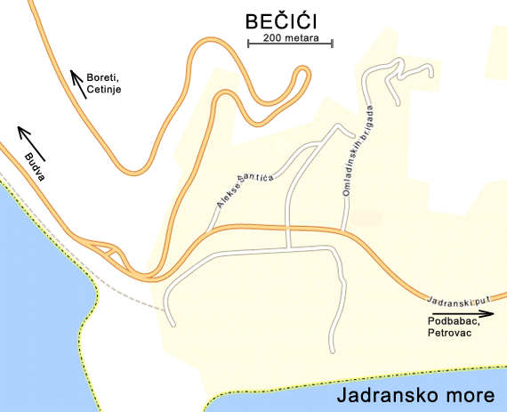 Bečići Mapa