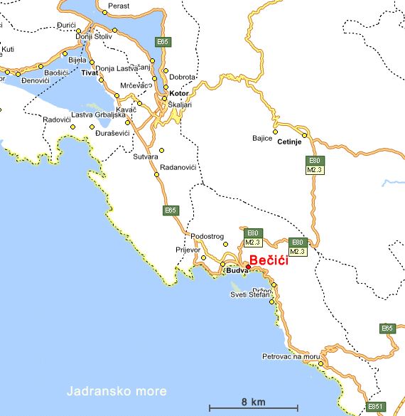 Mapa crnogorskog primorja